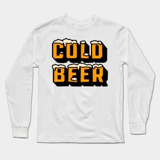 Vibrant and Minimalist Cold Beer Typography Long Sleeve T-Shirt